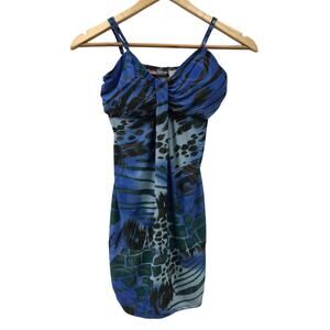 Michael F Top Womens Medium Blue Black Green Gold Padded Adjustable Straps